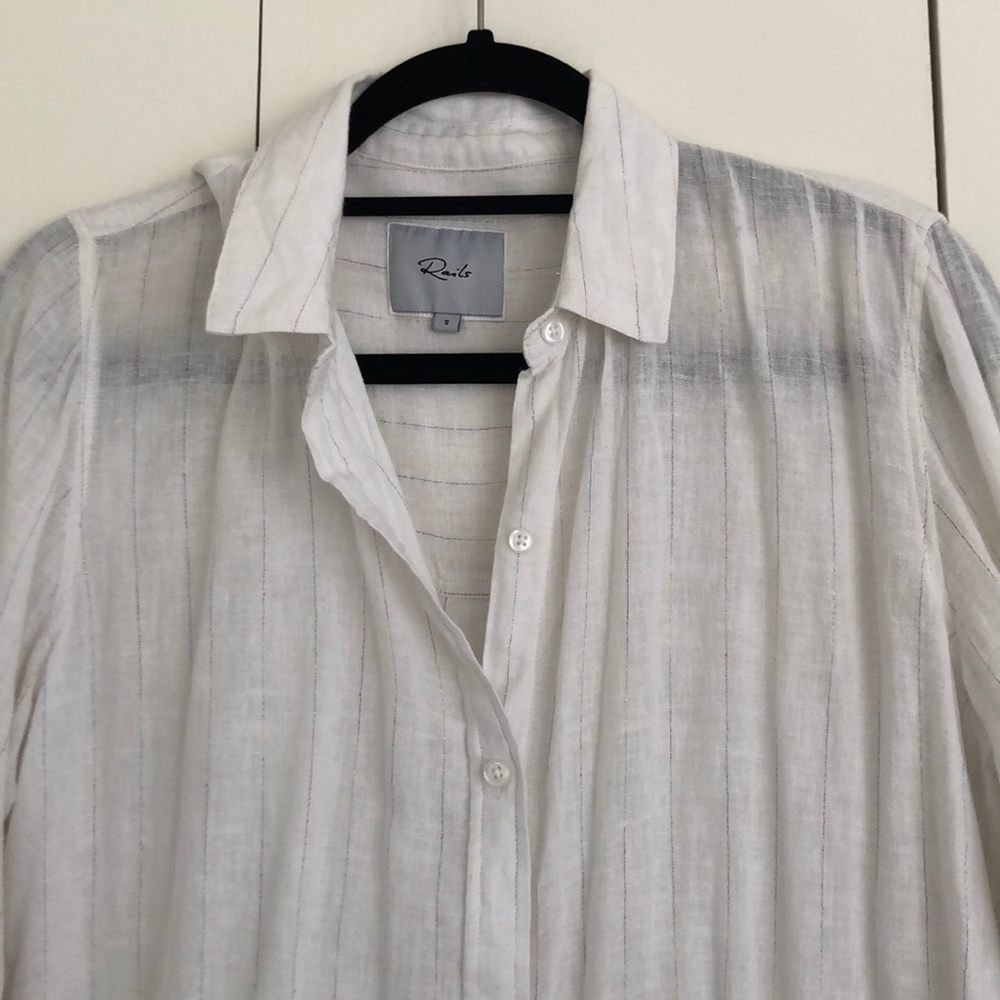 Rails button down blouse with RAINBOW thread